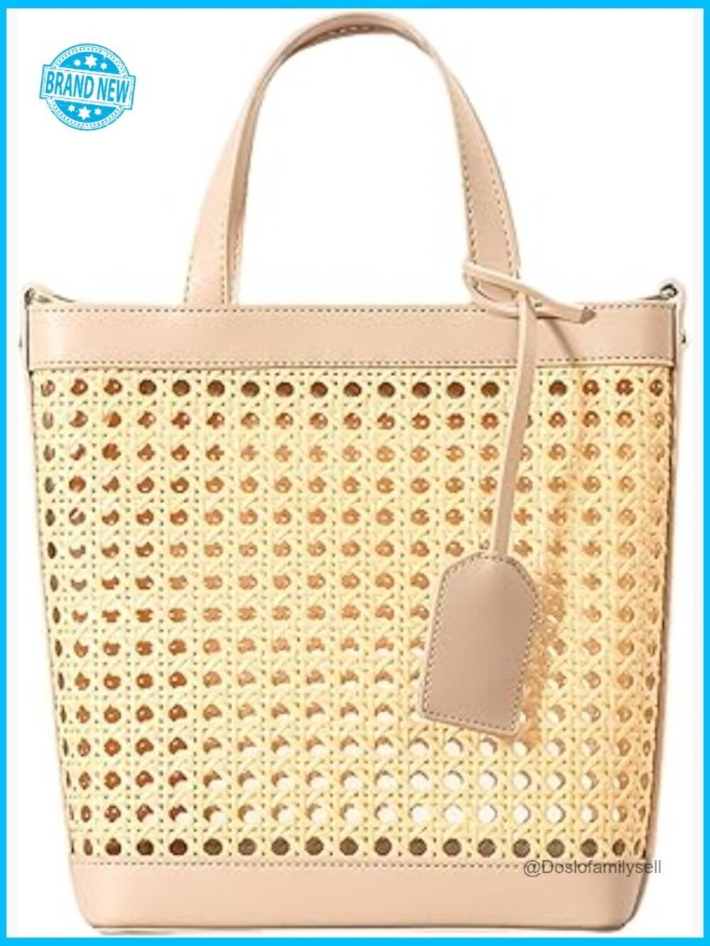 Woven Straw Beach Bag Summer Bucket Top-Handle Tote Drawstring Rattan Handbag